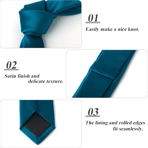 Image of Landisun Black Tie Men Women Solid Skinny Ties Slim Ties Satin Tie