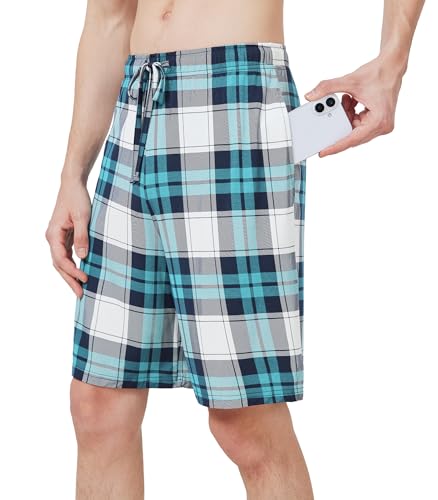 WiWi Mens Bamboo Viscose Pajama Shorts Lightweight Lounge Bottoms Soft Knit Sleep Short Pants Loungewear with Pockets S-3X3