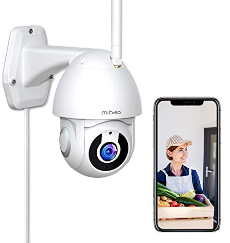 1296P Cámara de Vigilancia Exterior, Mibao WiFi Cámara con Vista panorámica/inclinación de 360 ??u00b0, IP66 a Prueba de Agua, Visión Nocturna, Detección de Movimiento, Audio Bidireccional.