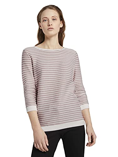 Preisvergleich Produktbild TOM TAILOR Denim Damen Gestreiftes Jacquard Sweatshirt