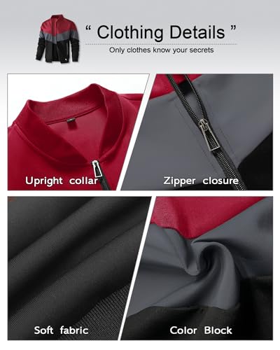 Image of HYPESTFIT Mens Lightweight Jacket Casual Bomber Jacket Color Block Varsity Coat