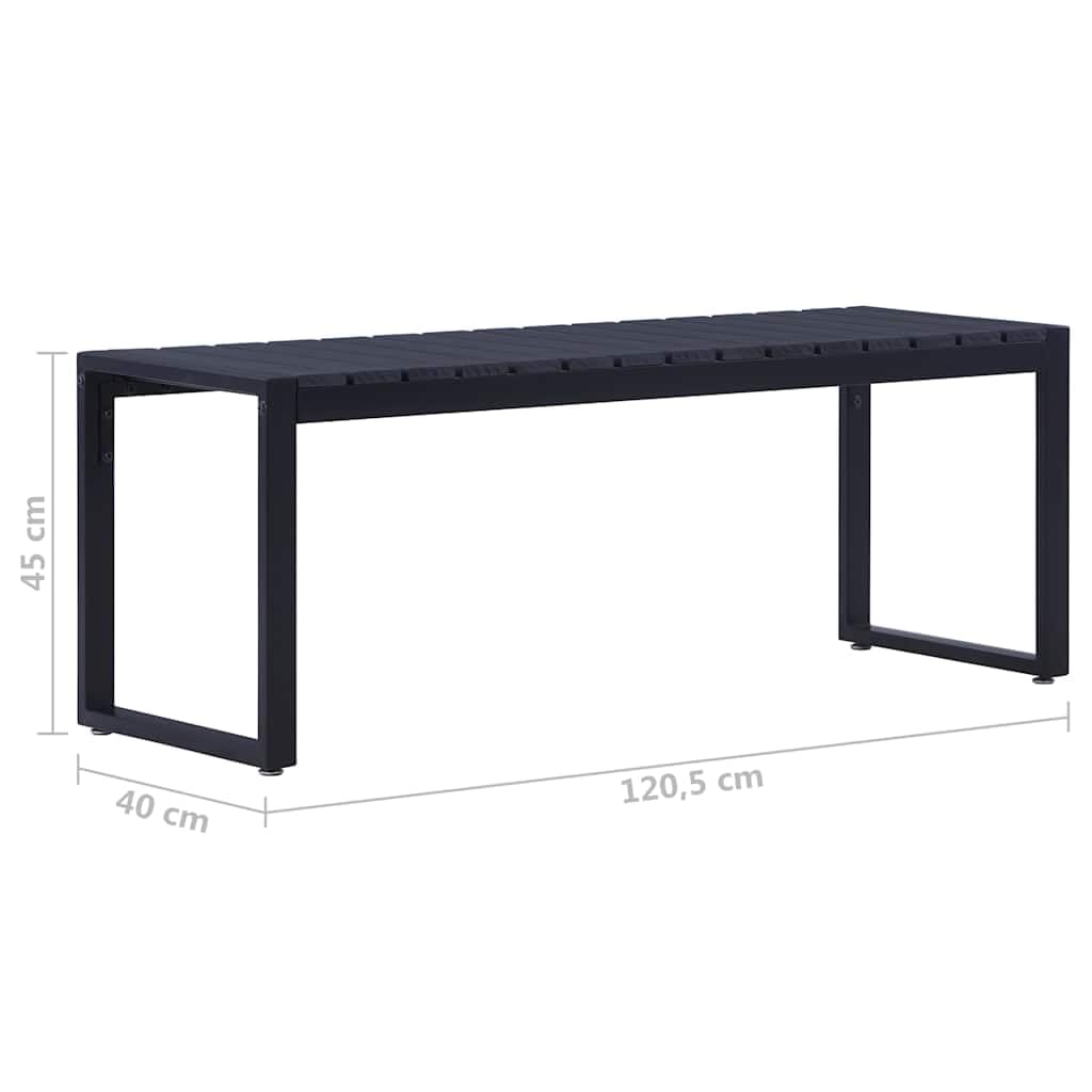 Banco de jardín 120,5 cm Placa PS Negro con Marco de Hierro