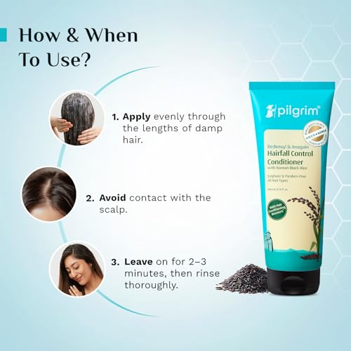 Image of Pilgrim Anti Hairfall Conditioner with Redensyl & Anagain 200ml (Pack of 2) | Hairfall control conditioner with Black Korean Rice | Paraben & Silicone-Free | Suitable for All Hair Types | For Women and Men | Redensyl & Anagain, Black Korean Rice, Paraben & Silicone-Free, Suitable for All Hair Types, For Women and Men