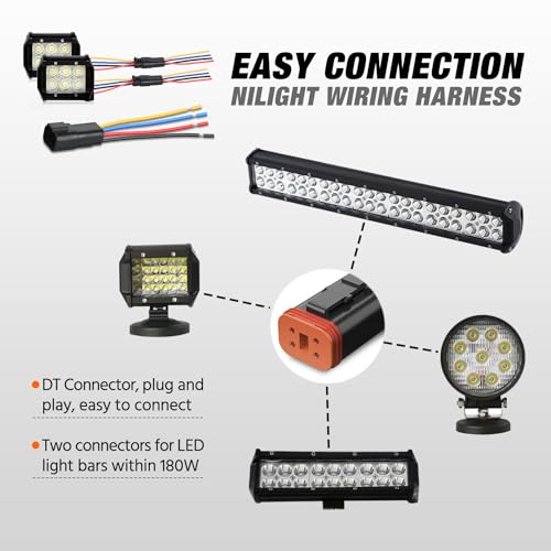 Image of Nilight 4 Pin DT Connectors 16AWG 6 Kits Male&Female Electrical Connector | Waterproof Plug and Play w /Heat Shrink Butt Terminals for Automotive Cars Truck Motorcycle Marine Boats