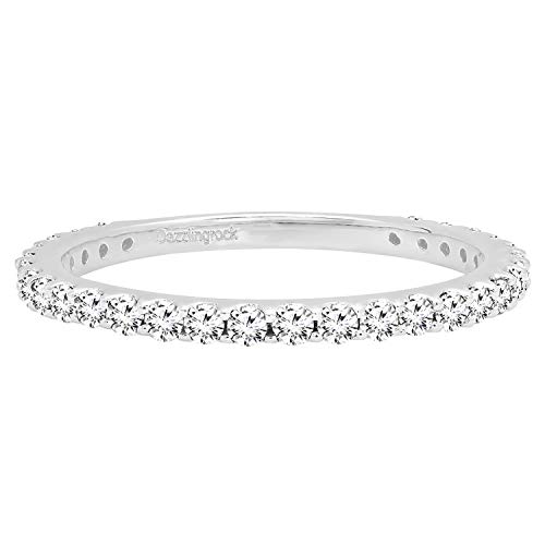 Dazzlingrock Collection Round Diamond or Gemstone Eternity Stackable Wedding Band for Women, Available in 10K/14K/18K Solid Gold2