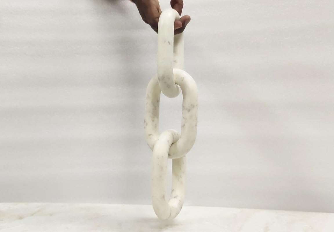 Escultura de cadena de eslabones de mármol blanco | Decoración de cadena de eslabones | Nudo de mármol | Eslabón de mármol | Decoración del hogar | Cadena de mármol | Arte de eslabones de cadena