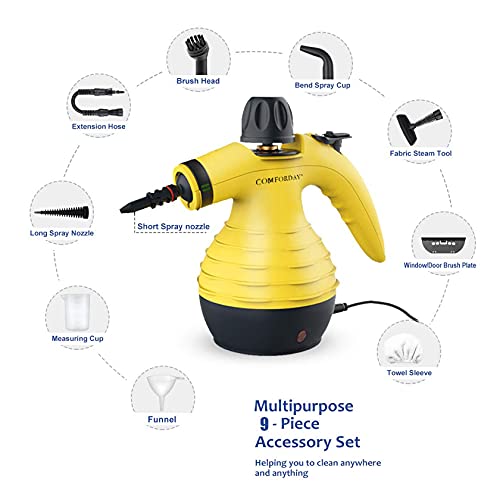 Multipurpose Steam Cleaner, Portable Steamer With 9 Stain Removal Accessories For Carpet, Car Seats And Much More - Image 3