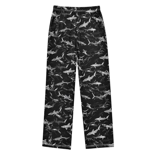 Boys' Pants Black Ocean Sharks Long Bottoms Jogger Pants Elastic Waist Trousers with Pockets S-XL