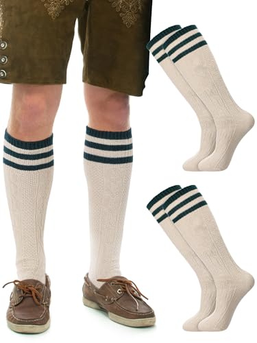 2 Pairs Lederhosen Socks German Oktoberfest Bavarian Lederhosen Socks for Men, Size 10-13