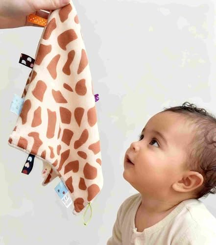 Image of CREVENT Security Blanket for Babies, Soft Baby Lovey Comforter, Sensory Plush Blanket for Baby Girls, Calming Sleep Companion, 10 inch x 10 inch 2pcs