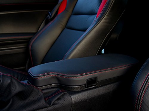 RedlineGoods armrest Cover Compatible with Toyota GT86 2012-20. Tailor Made - not Universal. Genuine top-Grade Italian Black Leather with Blue Thread