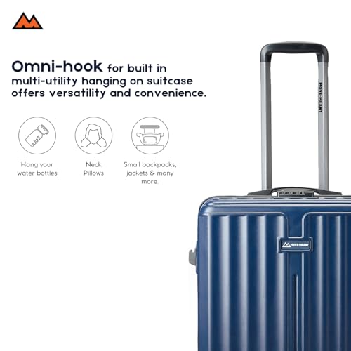 Image of Move-Meant Large ROAMIFY Check-in Suitcase 75 Cm 8 Wheels Number Lock Poly Carbonat Navy Blue Trolley Bag for Men & Women | 360 Degree Wheeling System Luggage | Trolley Bags for Travel