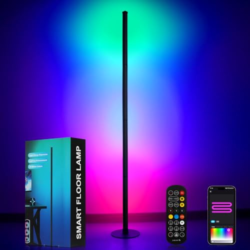 VZZNN SurPlife LED Corner Floor Lamp - Smart RGB Corner Lamp with App & Remote 16 Million Colors & 68+ Scene Music Sync Timer Setting - Ideal for Living Rooms Bedrooms and Gaming Rooms