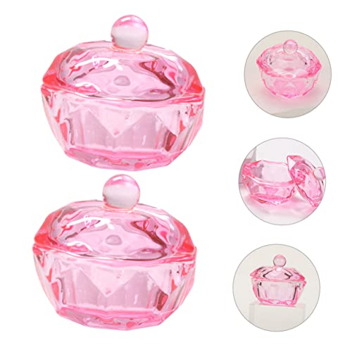 2 piezas de copa de vidrio con tapa para manicura miniatura 5
