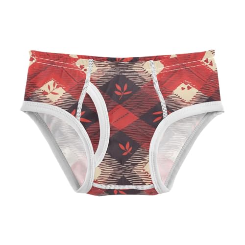 KLL Buffalo Plaid Red Black Little Boys Cotton Training Underwear Cute Children Panties