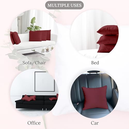 Image of Premium Polyester Fiber Cushion Fillers - Pack of 5 Pcs | 12 x 12 Inches | Burgundy| Cushions, Sofa Pillow, Cushion for Sofa, Decorative Pillow
