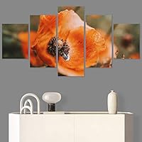 SIGNWIN 5 Panel Canvas Wall Art Orange Petals for Home Decorations Ready to Hang - 60