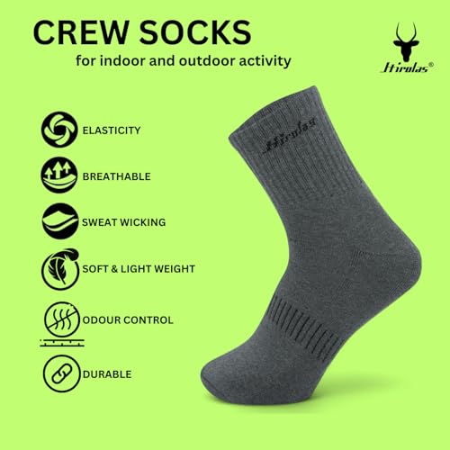 6 Pack Mens White Crew Cushion Breathable Socks Full Length Socks Fits Mens Shoe Size 6-122