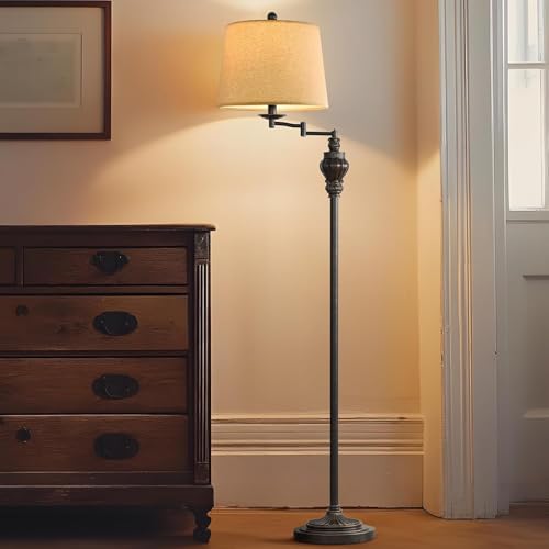 G-SAFAVA 61' Vintage Floor Lamp with 350&deg; Adjustable Swing Arm, Standing Lamp for Bedroom Living...