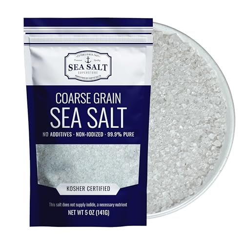 Coarse Grain Kosher Sea Salt for Grinder, Non-Iodized & Natural Replacement for Table Salt, 5 oz Bag