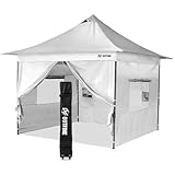OUTFINE 12’x12’ Top 10’x10’ Base Heavy Duty Plus Pop up Commercial Canopy with Metal Frame Reinforced with Steel Cables, Roller Bag, Sidewall x4, Sandbags x4,Tent Stakes x8 (White, 12 * 12FT Pro)