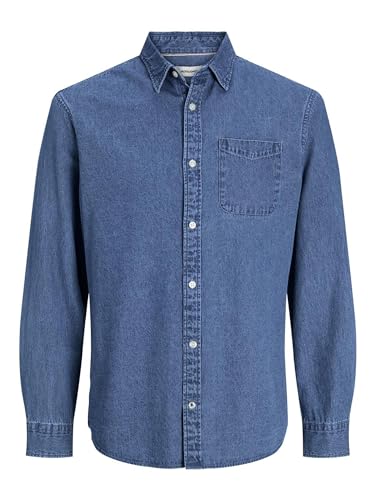 Bestseller A/S Jjetexas LS Noos-Camiseta Vaquera Camisa, Medio De Mezclilla Azul, XXL para Hombre