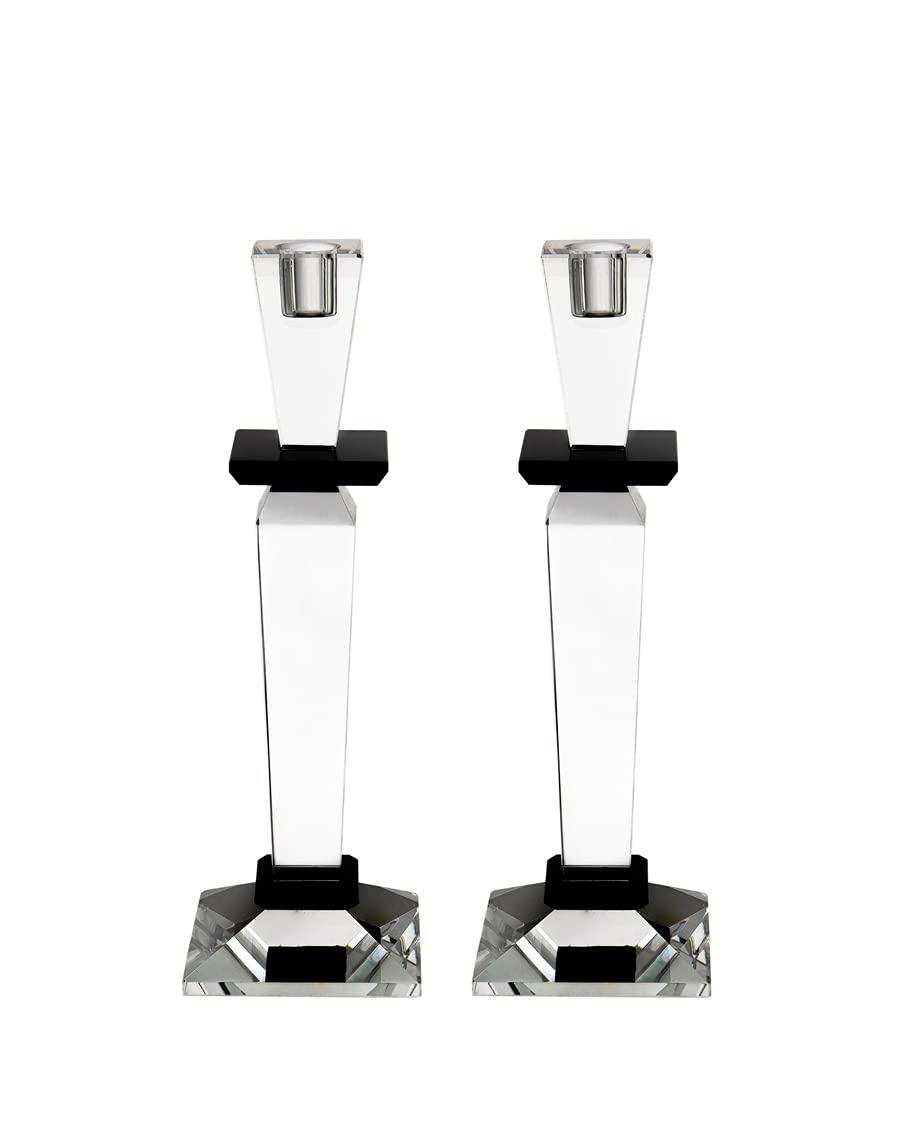 Godinger Crystal Candlestick Holder Pair Table Centerpieces Smoke