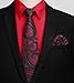 Mens Dress Shirt Long Sleeve with Tie Set Formal Button Down Business Dress Shirt Red Matching Tie Pocket Square Set XL