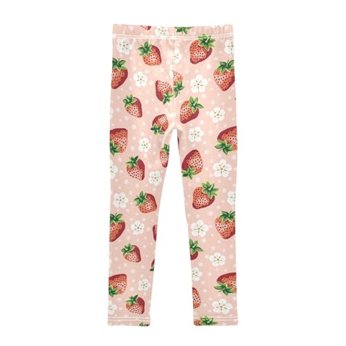 Berry Polka Dot Girls Leggings,Workout Leggings for Girls Toddler Athletic Leggings Size for 3-10T2