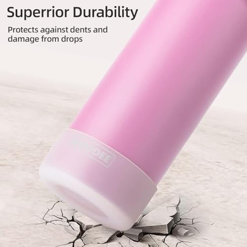 Image of koodee 22 oz Water Bottle with Straw Stainless Steel Vacuum Insulated Wide Mouth Sports Water Bottle, Girls Water Flask for School BPA Free-Pink