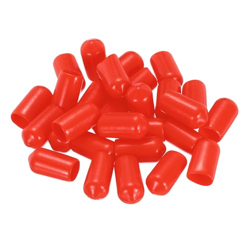 Image of uxcell 88Pcs Rubber End Caps, 9mm(11 /32 inch) ID 15mm(9 /16 inch) Height Round Screw Thread Protectors Flexible Screw Bolt Covers Caps for Metal Tube Rod Bolt, Red