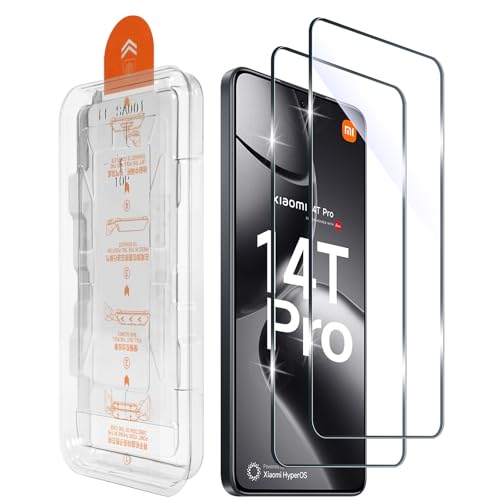 Aerku Schutzfolie für Xiaomi 14T/ 14T Pro 5G für Panzerglas 2 Stück [Auto-Installation] Schutzglas 9H Härte Panzer Schutz Glas 0.33mm Ultra-klar Folie Anti-Kratzen Anti-Bläschen Displayschutz