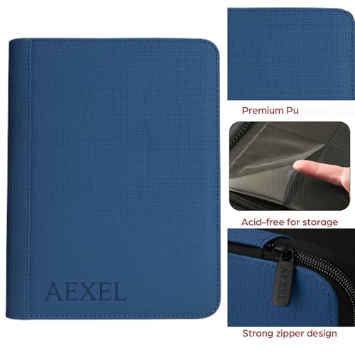 Image of Premium Trading Card Zipper Binder 360 Card Capacity 9 Pocket Pu material For Trading Cards, Sports Cards, TCG Cards (Denim blue)