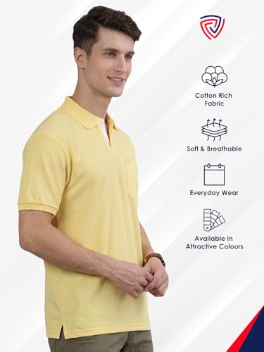 Image of Lux Cozi Men's Half Sleeve Soild Casual Regular Fit T-Shirt with Chest Pocket | Polo Tshirt for Men