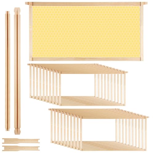 Colingmill 20 Packs Bee Hive Frames Deep Unassembled Bee Frames with Nails Pine Wooden Beekeeping Beehive Frame Pre Drilled Holes for Beekeeping Supplies