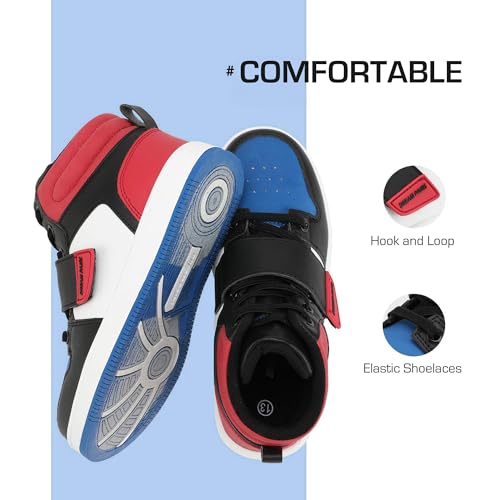 Dream Pairs D195-7A1AP01-41KM-02PF5O Boys Basketball Shoes High Top Athletic Sneakers Red Blue Black Size 3 Little Kid Freestyle-K thumb #1