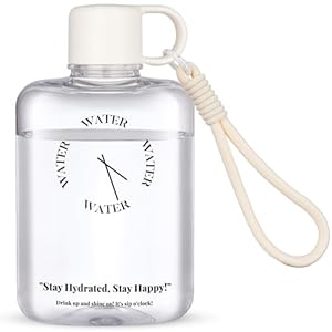 NiHome Flat Water Bottle for Purse, 12oz/360ml, Tritan Slim Bottle for Travel & Sports, Leak-Proof & BPA Free, Easy Grip, Temp Resistant (White)