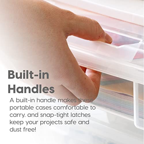 Iris Usa Fits 12" X 12" Paper, 6-Tier Scrapbook Rolling Storage Cart With Organizer Top For Papers Vinyl Tools Office Art And Craft Supplies, Yarn, White Frame With 6 Clear Cases W/ Built In Handle #TOP1