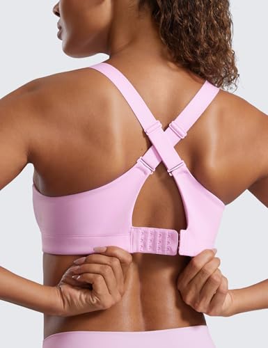 Image of CRZ YOGA Womens Zip Front High Impact Sports Bra - Molded Cup Adjustable Convertible Straps Wireless Workout Yoga Crop Top