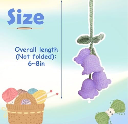 Image of VRB Dec 1 Pcs Crochet Flower for car Dashboard Decoration Items,Car Hanging Crochet Flower,Sunflower Decoration for Car,Car Mirror Hanging Accessories, (Hanging Tulip Purple Crochet - 1 Pcs)