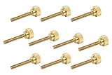 10 Pack 1/4-20 x 1-1/2 Inch Threads Solid Brass Diamond Knurled Thumb Screws Knobs with Straight Shoulders Right-Hand Threads SAE Flat Tip Uncoated (1/4-20 x 1-1/2 inch Long Threads)