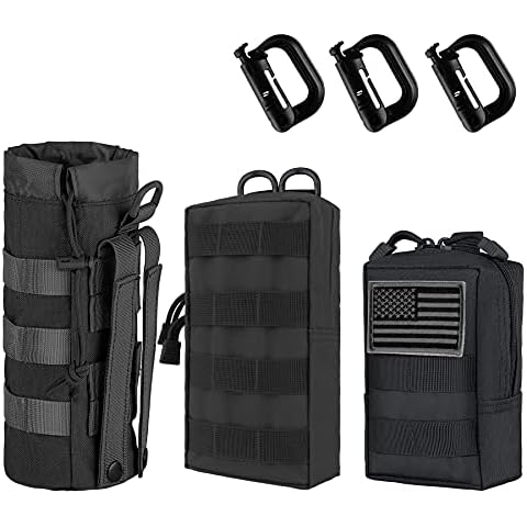 IronSeals 3 Pack Molle EDC Pouches, Tactical Water-Resistant Utility Pouch and Watere Bottle Carrying Pouch Cover