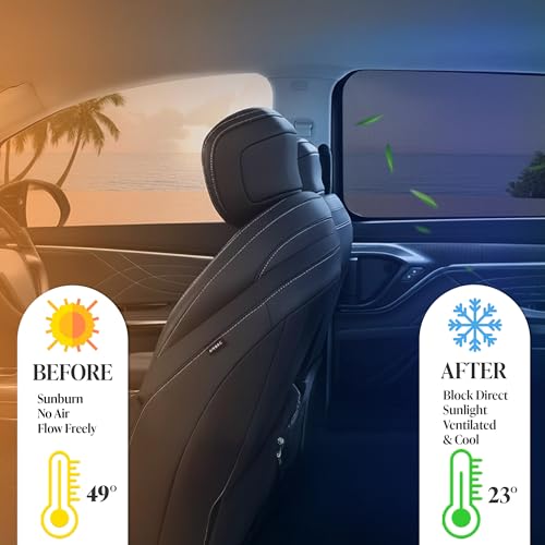 Image of AutoStory Custom Fit Non-Magnetic Cotton Mesh Car Sunshade for Amaze 2018-2024 | UV & Heat Protection Car Window Curtains | Privacy Car Sun Shade | Breathable Vehicle Specific Side Window Shades