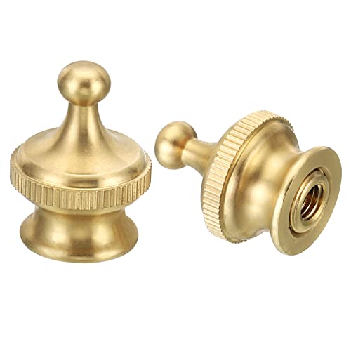 Image of PATIKIL 1.1 inch Tall Brass Lamp Finials Cap Knob, 2 Set Round Lamp Screw Holder Tapped 1 /4-27 for Table and Floor Lamp Shade Decorations
