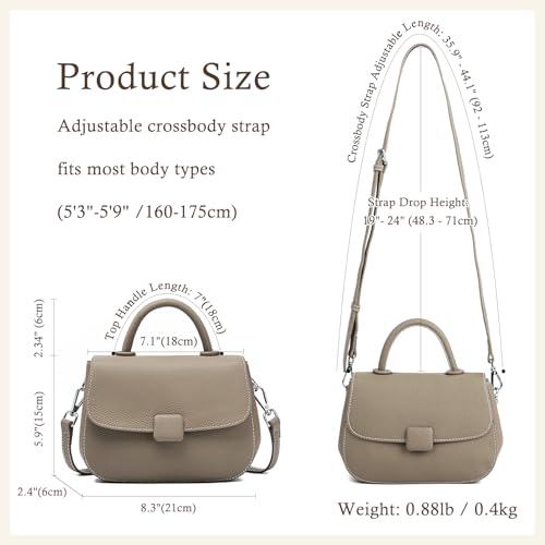 Image of MFFOR Genuine Leather Purse, Small Crossbody Bags for Women, Handbag | 8.3*2.4*5.9inch, Top handle, Shoulder purse, Multi-pocket, Adjustable strap