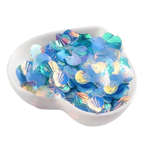 Vbxvsa 13 mm Azul claro escamas de peixe lantejoulas cor holográfica spangles concha forma pérolas brilhantes para maquilhagem de olhos DIY feito à mão fato bolsa acessórios