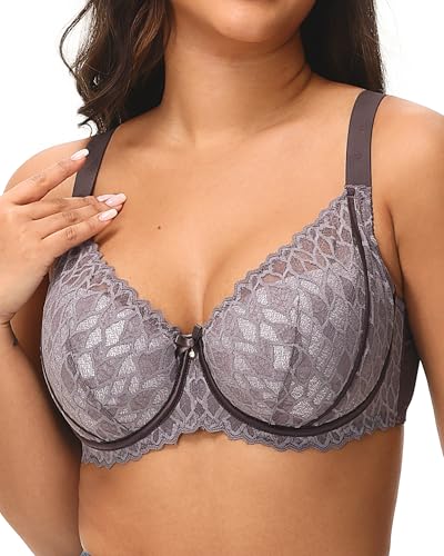 Plus Size Lace Bras for Women Full Coverage Comfortable Underwire Bra