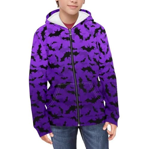 Black Kids Hoodie Boys Zip Up Hoodie Size 6-16 Trendy Spooky Season Sweatshirt with Kangaroo Pocket3