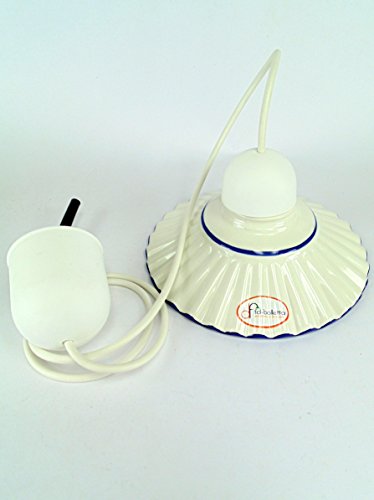 Preisvergleich Produktbild Kronleuchter Design weiße Pendelleuchte Licht mit Kunststoffkabel und Keramikglas brauner blau L1038 Maße:H 83,5cm,Glas Ø19,5cm.Die Maßnahmen sind mit GlasLampenfassung Edison E 27