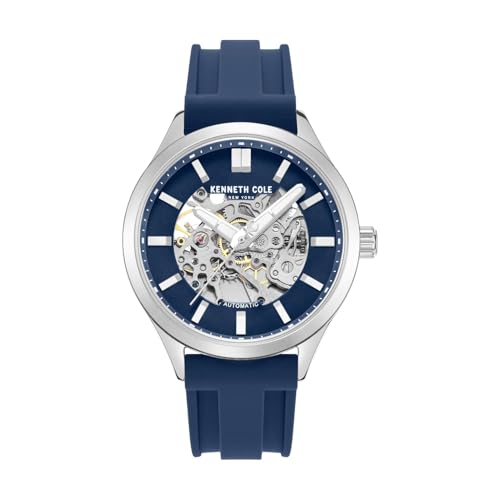Image of Kenneth Cole Automatic Blue Round Dial Men's Watch | Silicon Strap Material | Watches for Men Analog - KCWGZ0103703MNW